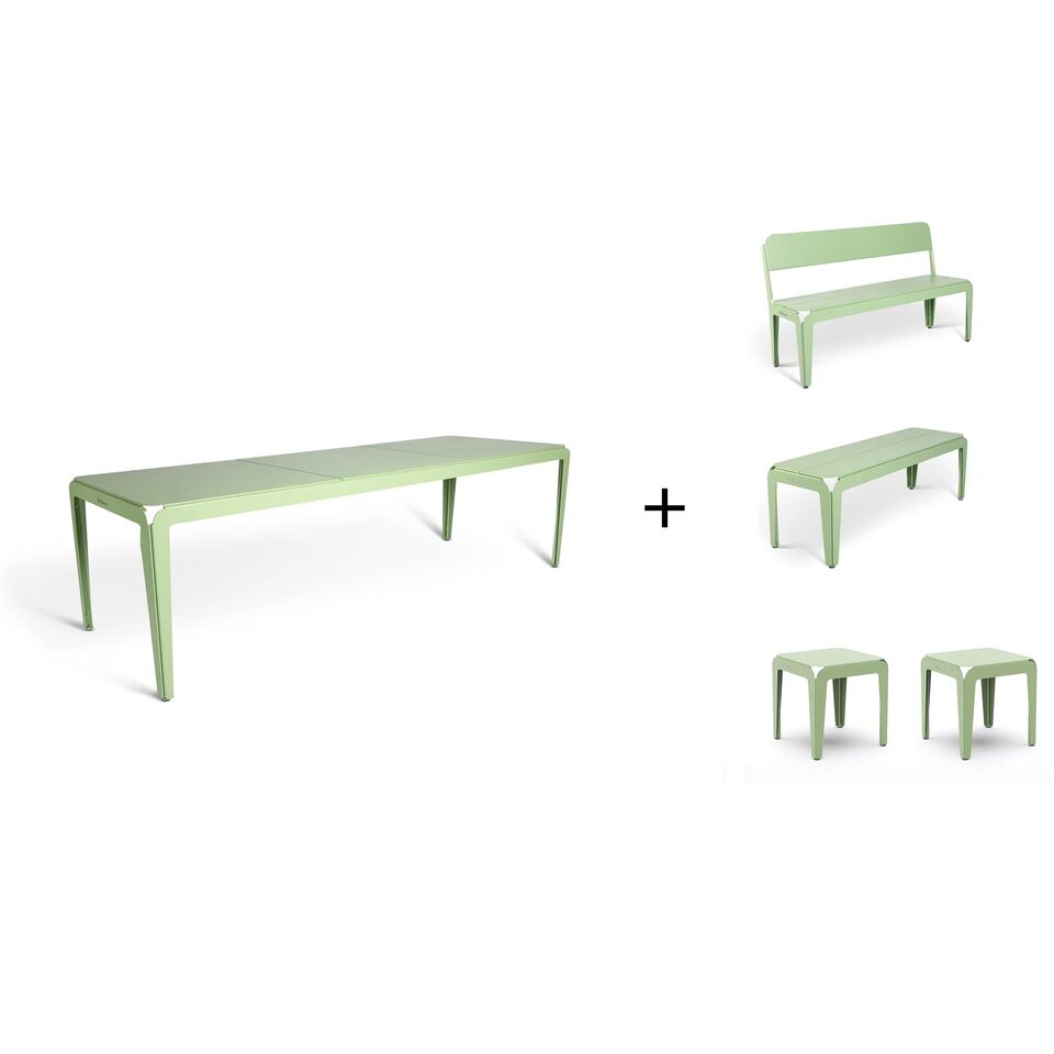 Bended Table 270 inklusive Bänke und Hocker